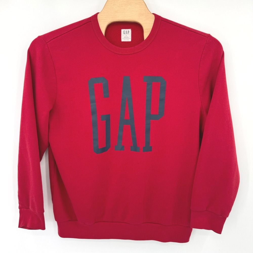 Gap Sweatshirt Men XL Red Graphic Logo Crewneck Fleece Pullover Casual 5917